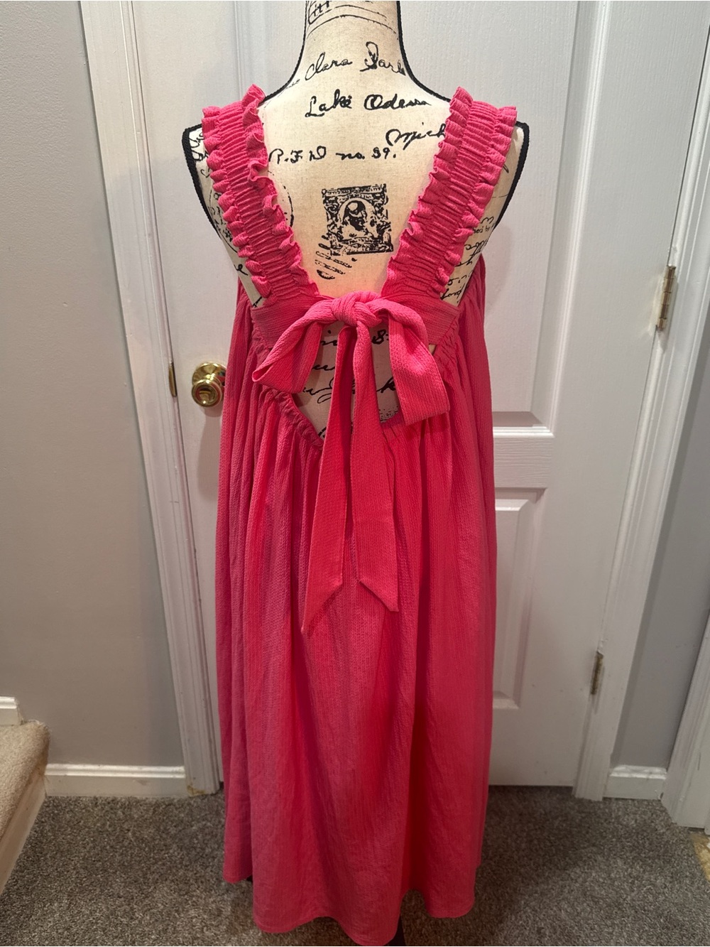 H&M Women’s Medium Pink Bow-detail A-line NWT Dress- $50 - Picture 3 of 8